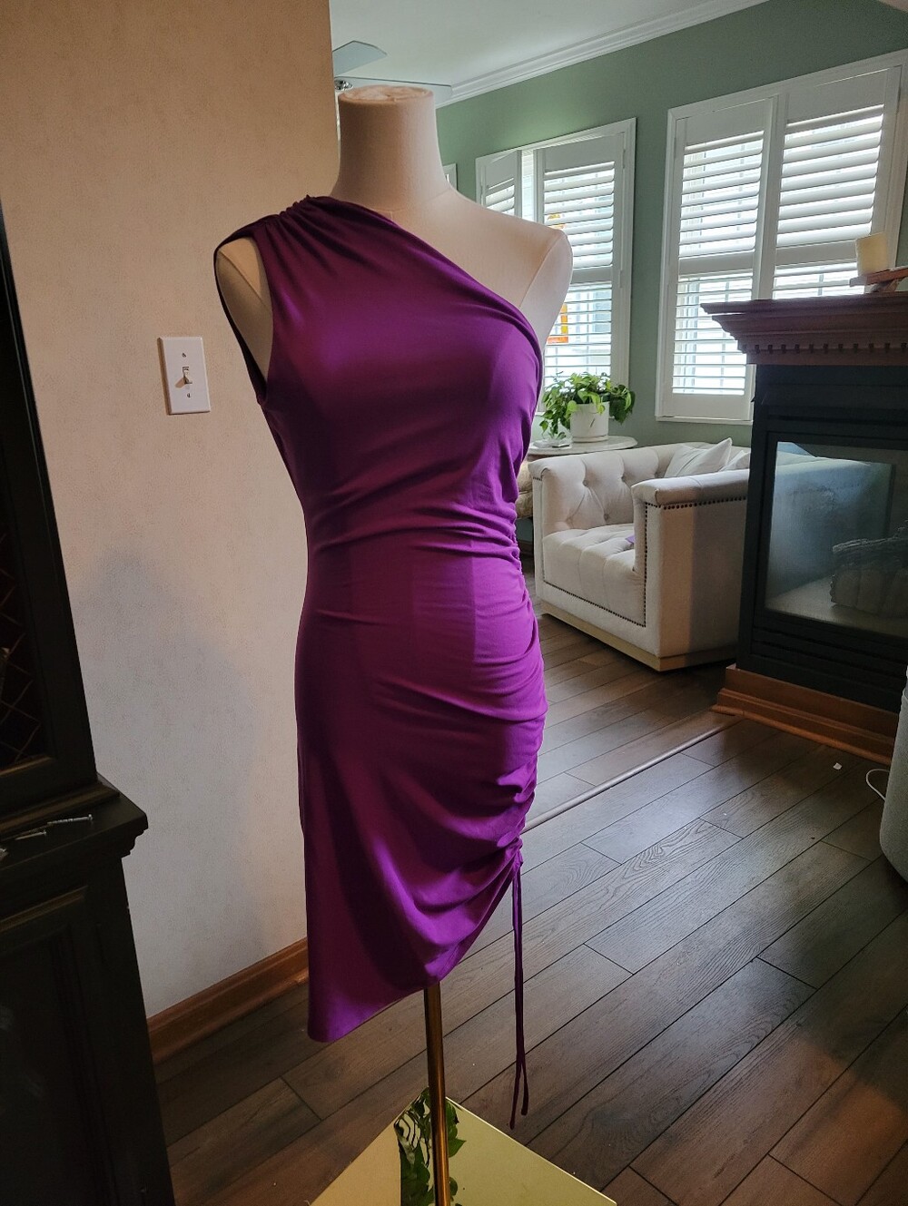 Women's Purple Ruched Bodycon Dress